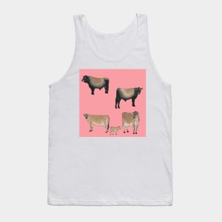 Jersey Cows Pattern Pink Tank Top